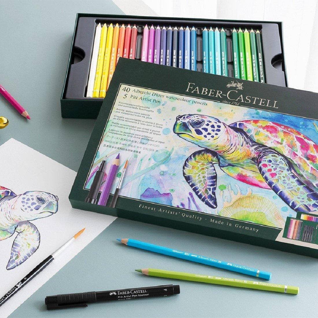 Faber Castell Albrecht Dürer Watercolour Pencils plus Pitt Artist Pens 46'lı Set