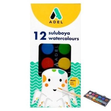 Adel Sulu Boya 12 Renk Fırça Hediyeli