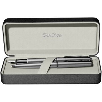 Scrikss Metropolis 78MG Dolma Kalem & Tükenmez Kalem Takım M Uç Mat Gri