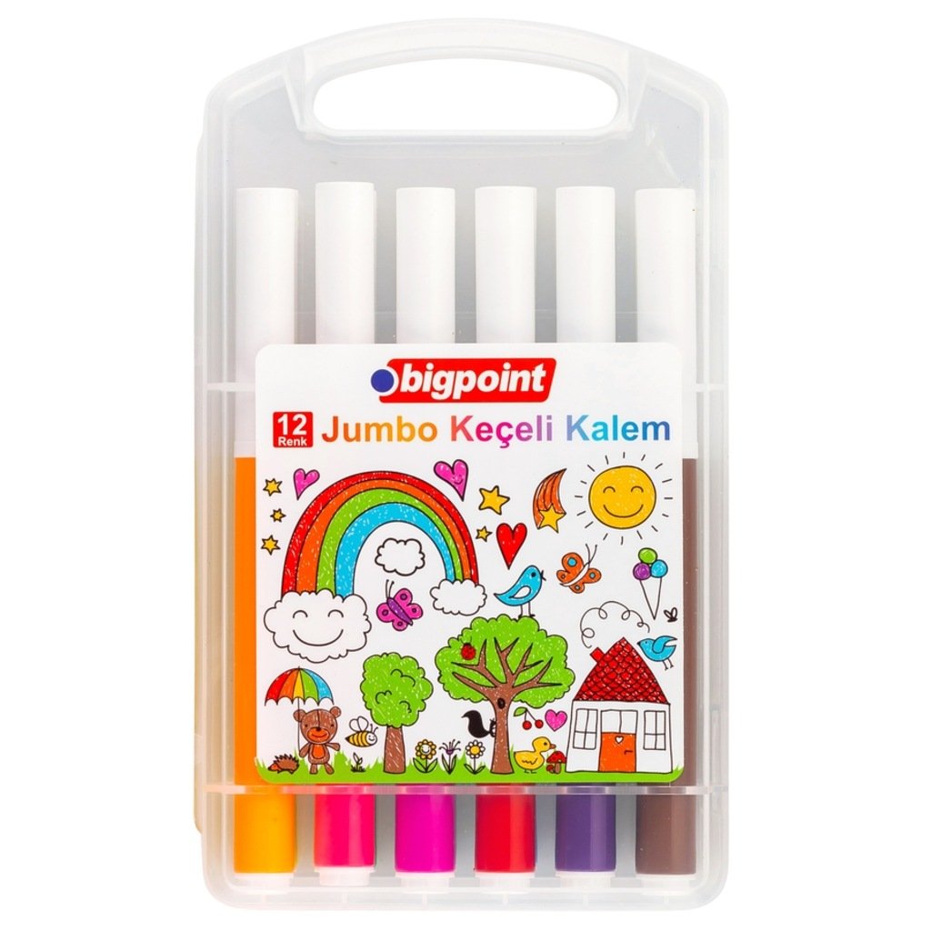 Bigpoint Jumbo Keçeli Kalem Kutulu 12 Renk