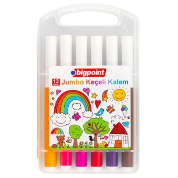Bigpoint Jumbo Keçeli Kalem Kutulu 12 Renk