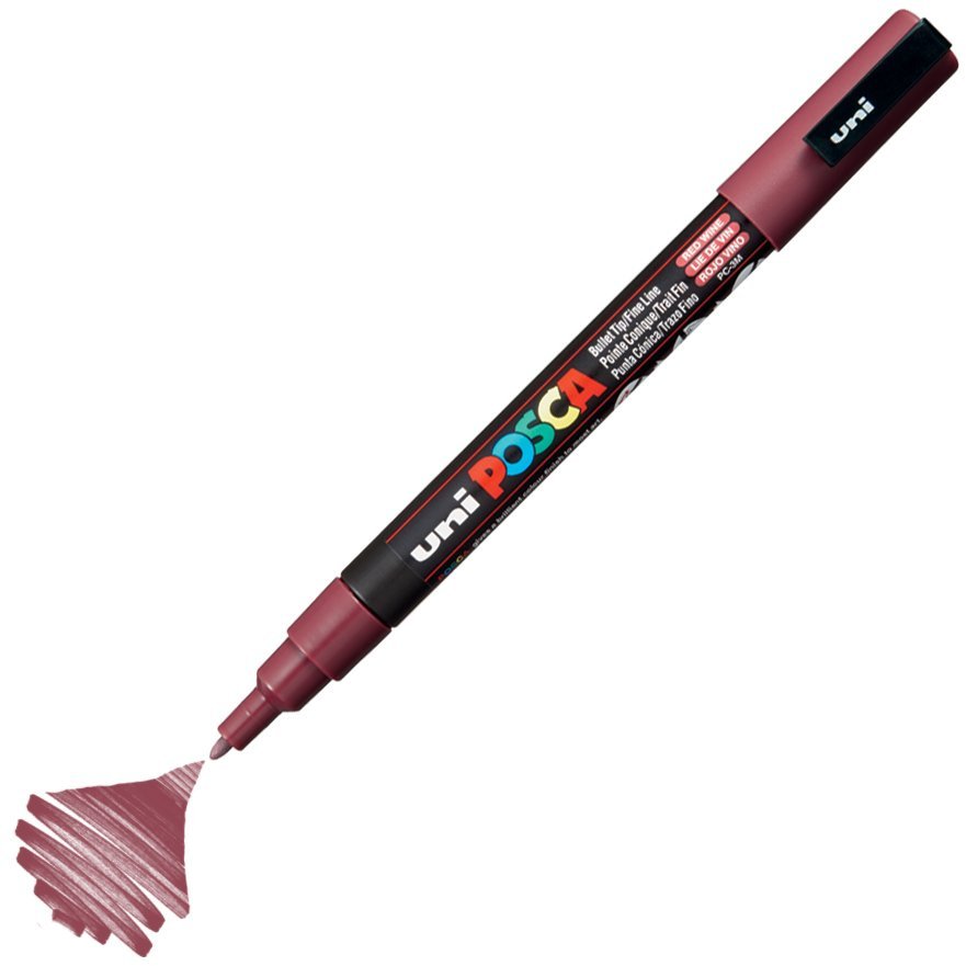 Uni Posca PC-3M Boyama Markörü 0.9-1.3 mm ŞARAP KIRMIZI