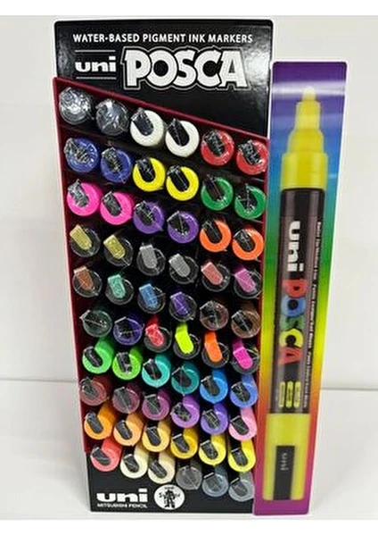 Uni Posca 60’lı PC-5M PC-5M 60’lı Dev Set (49 Renk-Tüm Renkler) Keçe Uçlu Akrilik Marker Kalem (1.8-2.5mm)
