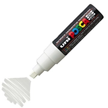 Uni Posca PC-8K Boyama Markörü 8 mm Kesik Uç BEYAZ