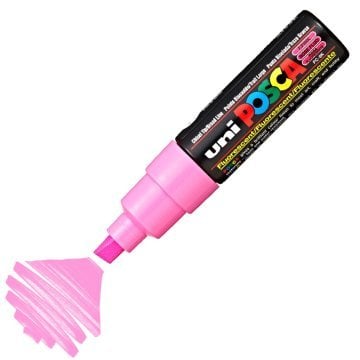 Uni Posca PC-8K Boyama Markörü 8 mm Kesik Uç FLORESAN PEMBE