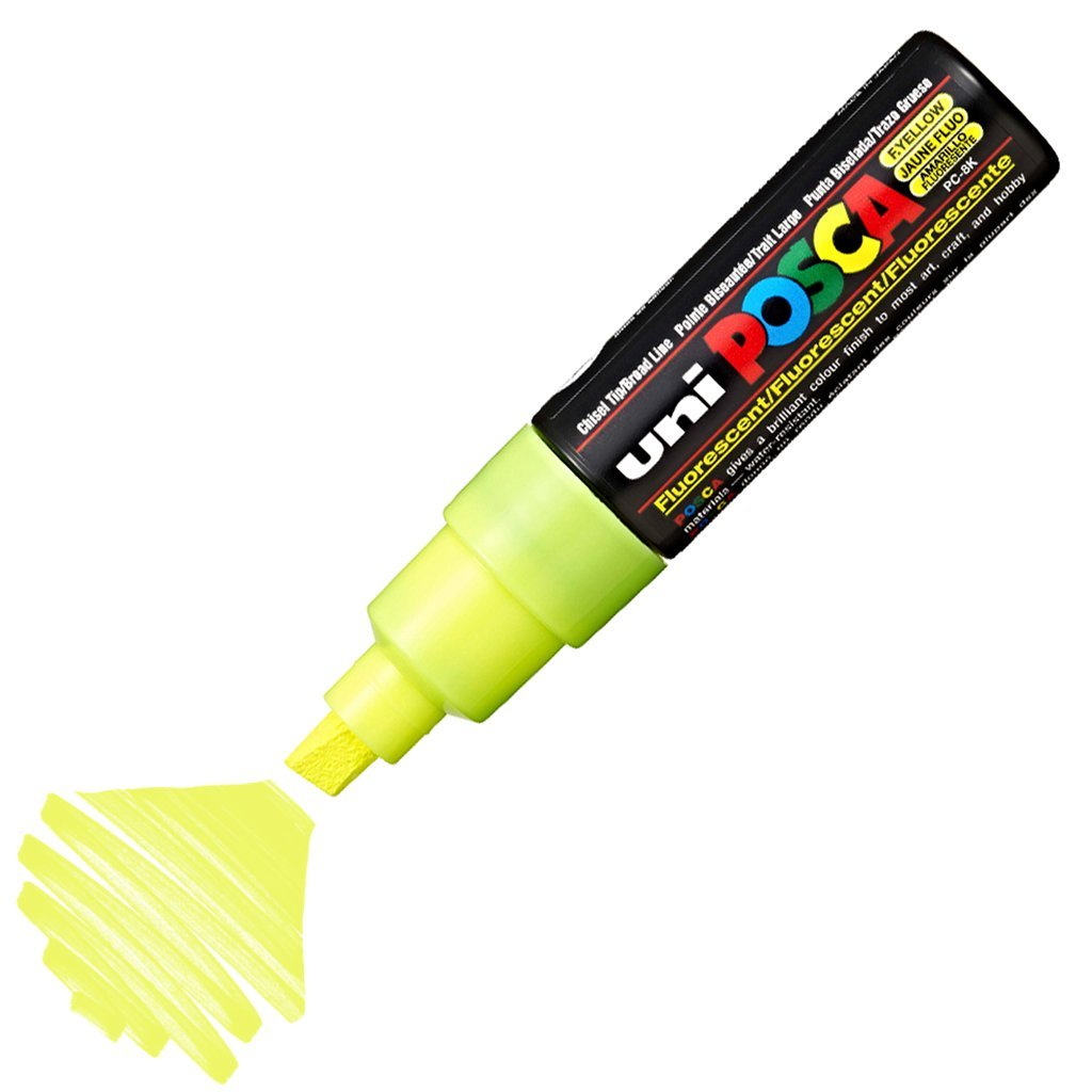 Uni Posca PC-8K Boyama Markörü 8 mm Kesik Uç FLORESAN SARI