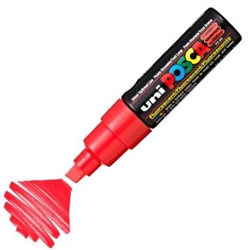 Uni Posca PC-8K Boyama Markörü 8 mm Kesik Uç FLORESAN KIRMIZI
