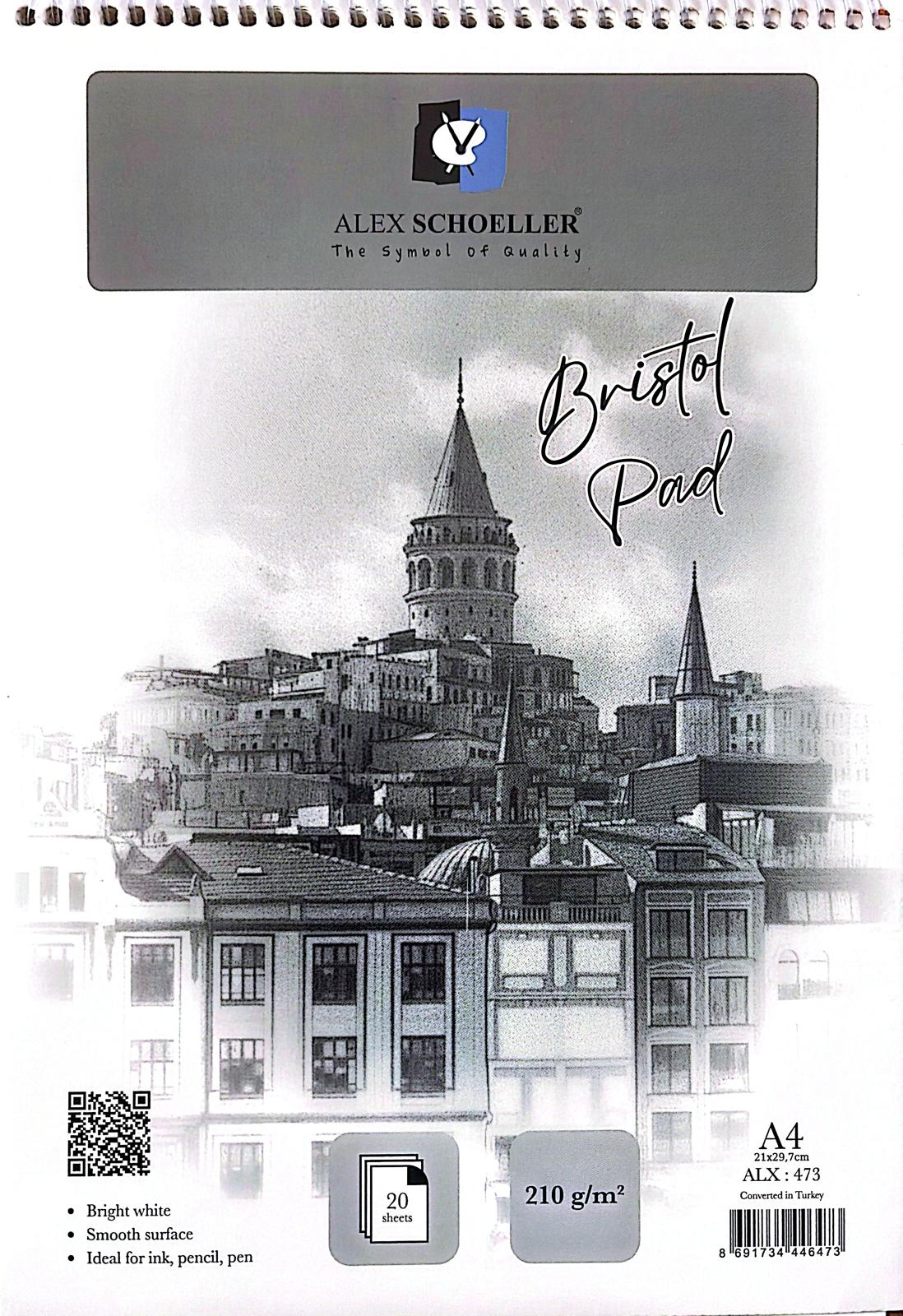Alex Schoeller A4 210 gr Spiralli Bristol Pad 20 Yp.