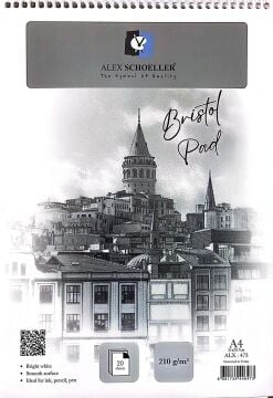 Alex Schoeller A4 210 gr Spiralli Bristol Pad 20 Yp.