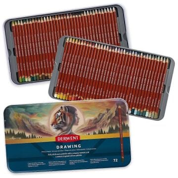 Derwent Drawing Pencils Renkli Çizim Kalemi Seti 72'li Teneke Kutu