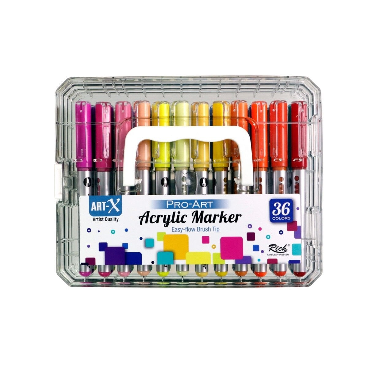 Rich Art-X Pro Fırça Uçlu Akrilik Marker Seti 36 Renk Kristal Kutulu