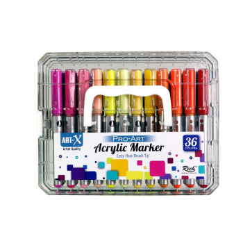 Rich Art-X Pro Fırça Uçlu Akrilik Marker Seti 36 Renk Kristal Kutulu
