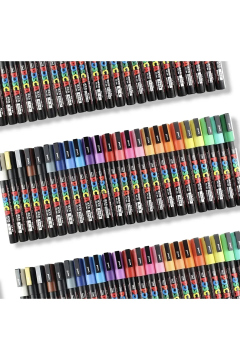 Uni Posca 60’lı PC-5M Ve PC-3M Keçe Uçlu Akrilik Marker Kalem