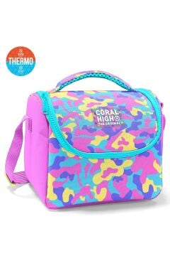 Coral High Kids Pembe Sarı Lavanta Kamuflaj Desenli 3’lü Okul Çanta Seti SET133221