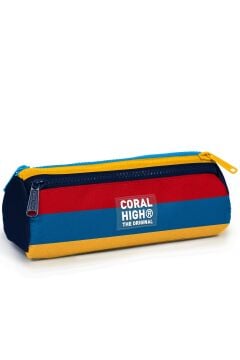 Coral High Kids Lacivert Sarı Kırmızı Çizgi Desenli 3’lü Okul Çanta Seti SET133212