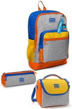 Coral High Kids Gri Turuncu Renkli 3’lü Okul Çanta Seti SET133221