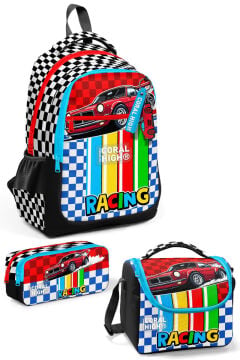 Coral High Kids Kırmızı Araba Desenli 3’lü Okul Çanta Seti SET133257