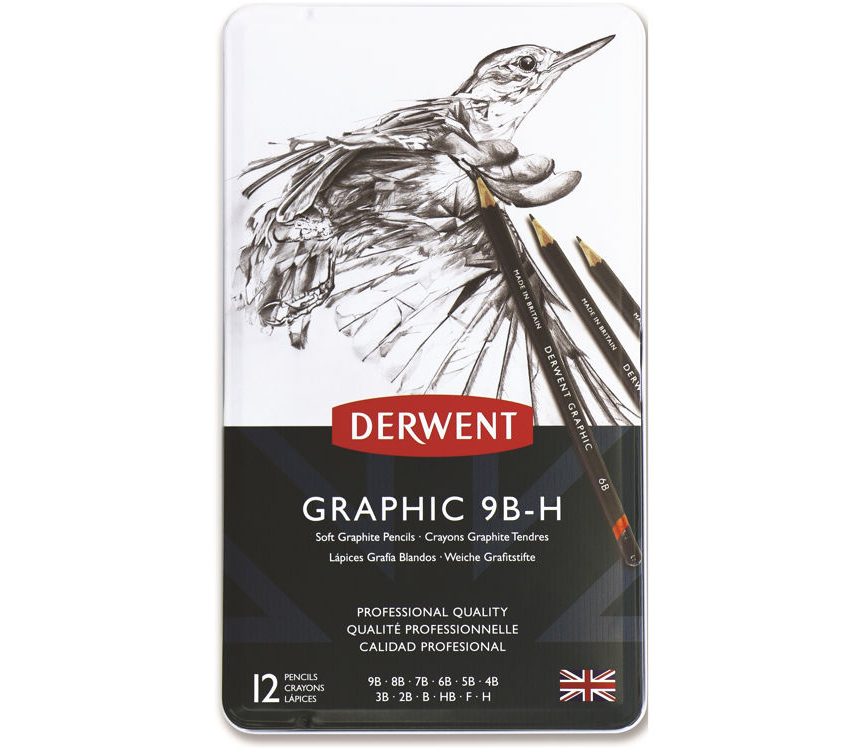 Derwent Graphic Dereceli Kalem Seti (Sketching) 12'li Teneke Kutu Soft (Yumuşak)