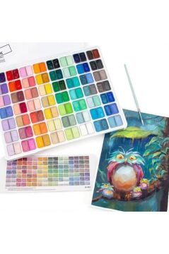HIMI Twin Cup Gouache Set 112 Renk x 12 gr Guaj Boya Seti (White Case)