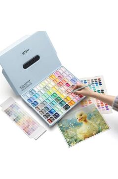 HIMI Twin Cup Gouache Set 112 Renk x 12 gr Guaj Boya Seti (Ice Blue Case)
