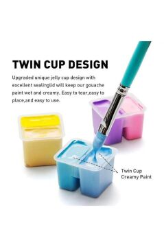 HIMI Twin Cup Gouache Set 112 Renk x 12 gr Guaj Boya Seti (Ice Blue Case)