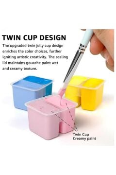 HIMI Twin Cup Gouache Set 48 Renk x 12 gr Guaj Boya + 3 Fırça (Green Case)