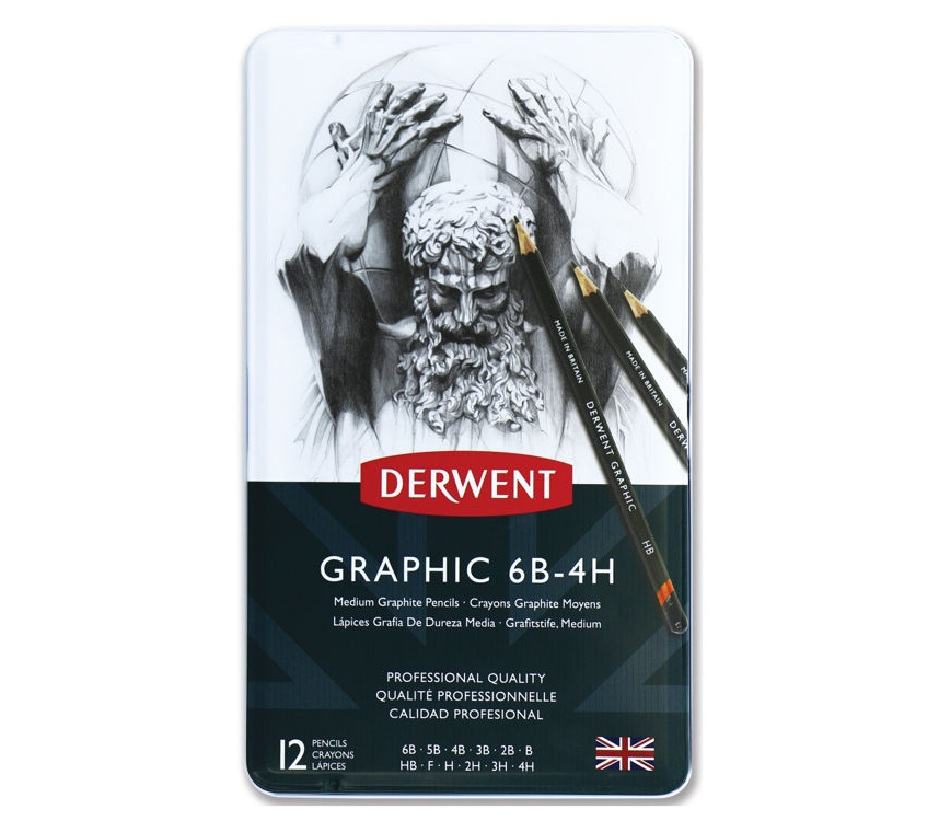 Derwent Graphic Dereceli Kalem Seti (Designer) 12'li Teneke Kutu Medium (Orta)
