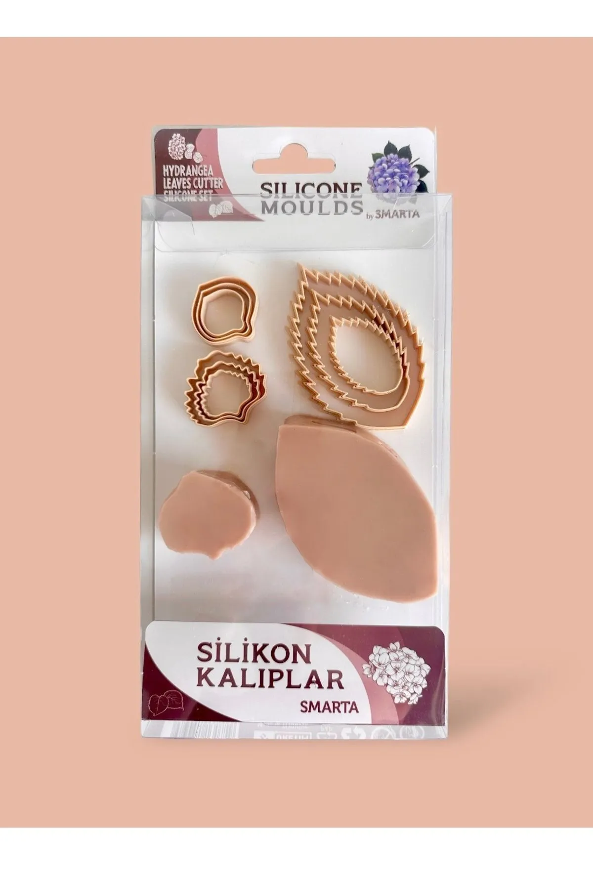 Smarta Büyük Silikon Kalıp Ortanca Ve Yaprak Kesici Seti 21x12cm