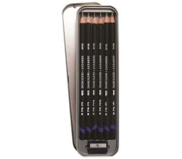 Derwent Watersoluble Sketching Pencils Suda Çözünebilen Çizim Kalemi Seti 6'lı Teneke Kutu