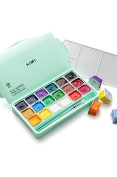 HIMI Jelly Cup Gouache Set 18 Renk x 30 gr Guaj Boya (Green Case)