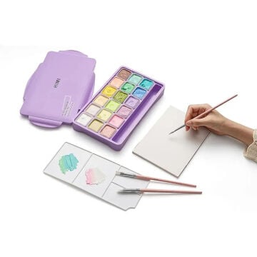 HIMI Jelly Cup Gouache Set Pastel Renkler Guaj Boya Seti 18 Renk x 30 gr. (Purple Case)