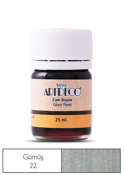 ARTDECO CAM VİTRAİL BOYASI 25 ML. 22 METALİK GÜMÜŞ