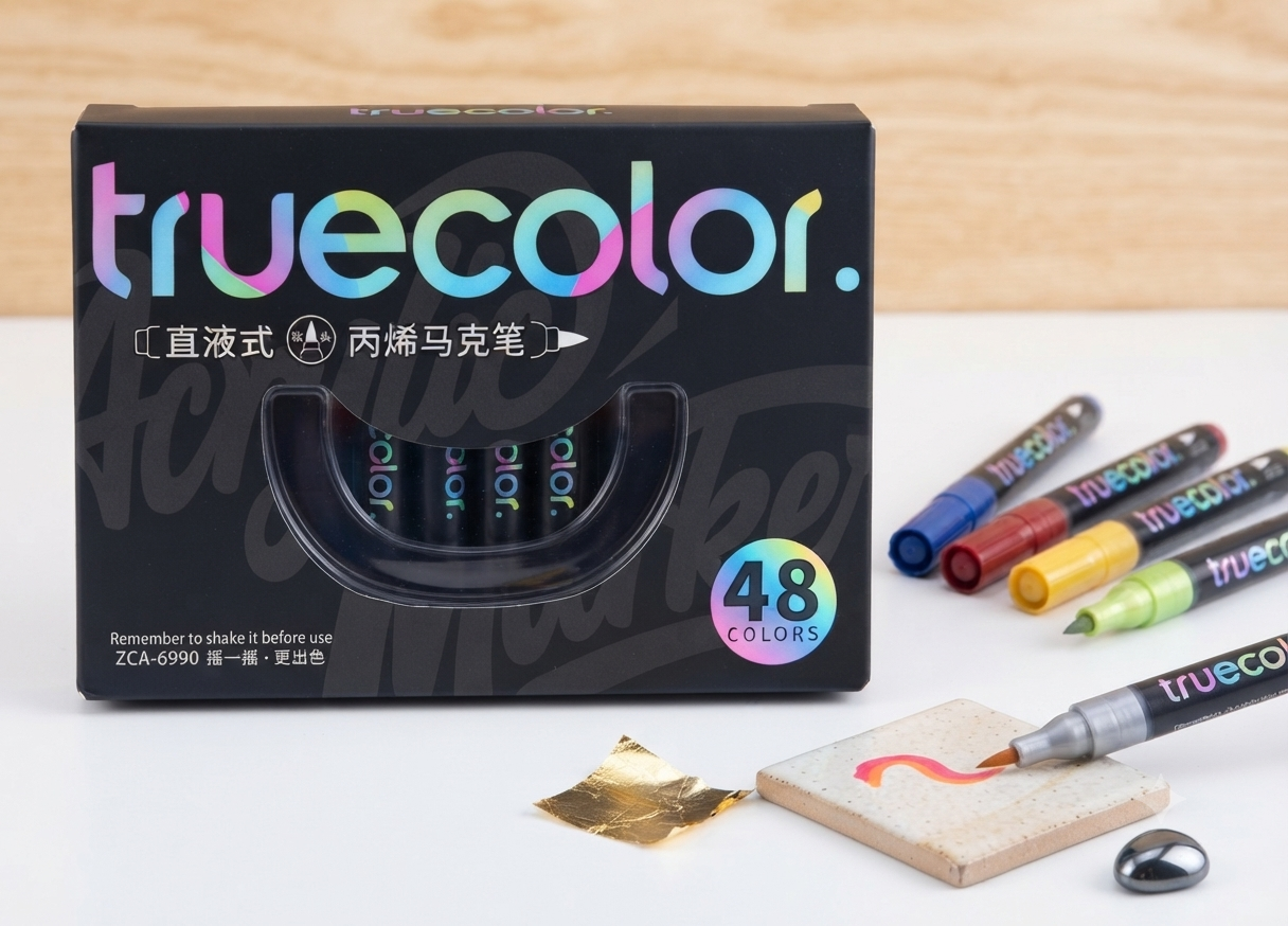 Truecolor 48'li Fırça Uçlu Akrilik Brush Marker Seti Özel Kutulu