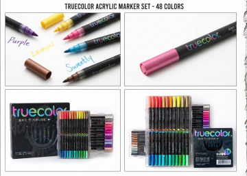 Truecolor 48'li Fırça Uçlu Akrilik Brush Marker Seti Özel Kutulu