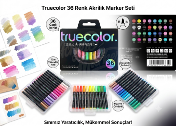 Truecolor 36'lı Fırça Uçlu Akrilik Brush Marker Seti Özel Kutulu