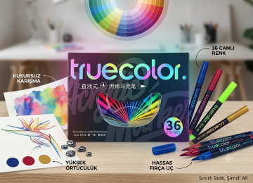 Truecolor 36'lı Fırça Uçlu Akrilik Brush Marker Seti Özel Kutulu