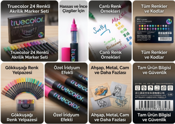 Truecolor 24'lü Fırça Uçlu Akrilik Brush Marker Seti Özel Kutulu