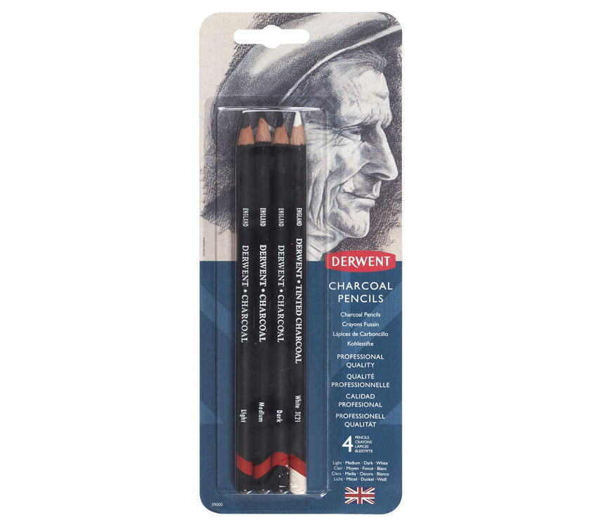 Derwent Charcoal Pencils Kömür Füzen Kalem Seti Blister 4'lü