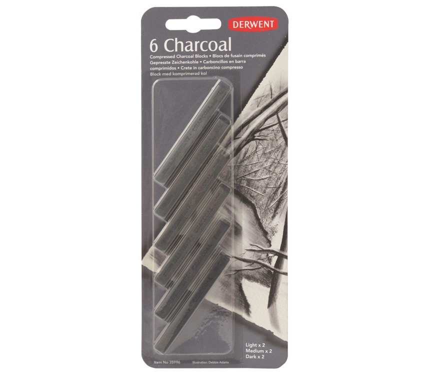 Derwent Compressed Charcoal Sıkıştırılmış Kömür Bloklar 6'lı Blister