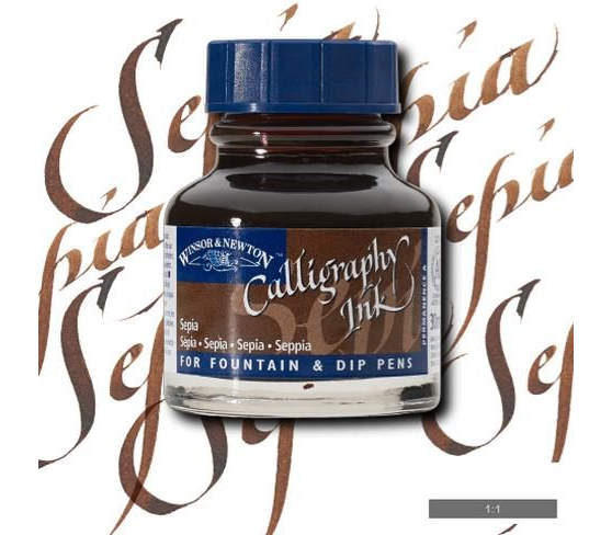 Winsor & Newton Kaligrafi Mürekkebi 30 ml. 609 Sepia