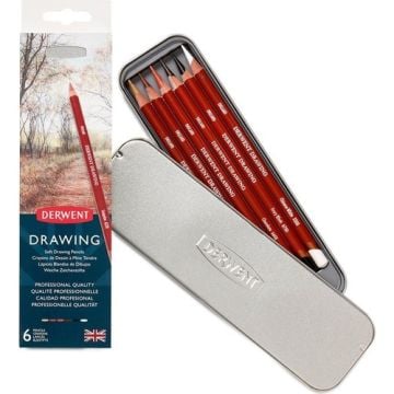 Derwent Drawing Pencils Renkli Çizim Kalemi Seti 6'lı Teneke Kutu + Kalemtraş