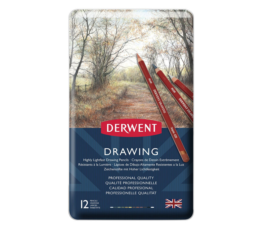 Derwent Drawing Pencils Renkli Çizim Kalemi Seti 12'li Teneke Kutu