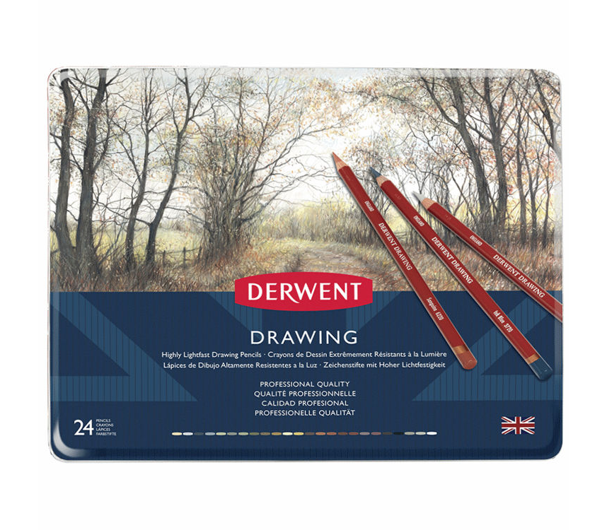 Derwent Drawing Pencils Renkli Çizim Kalemi Seti 24'lü Teneke Kutu