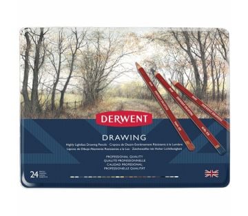 Derwent Drawing Pencils Renkli Çizim Kalemi Seti 24'lü Teneke Kutu