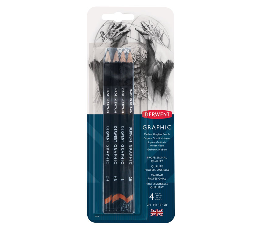 Derwent Graphic Pencils Dereceli Kalem Seti (Designer) 4'lü Blister Medium (Orta)