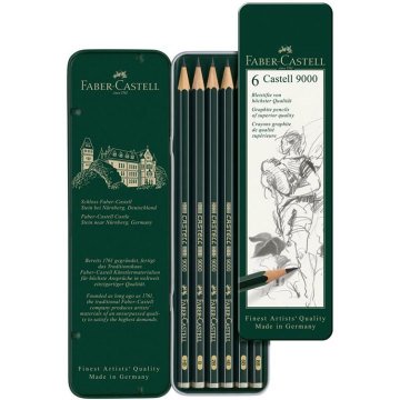 Faber Castell 9000 Art Set Dereceli Karakalem Eskiz Çizim 6'lı