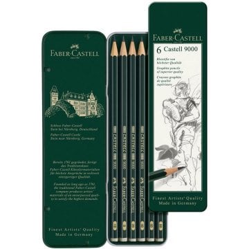 Faber Castell 9000 Art Set Dereceli Karakalem Eskiz Çizim 6'lı