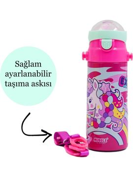 Muggle Pipetli Çelik Matara Unicorn Desenli 550 ml