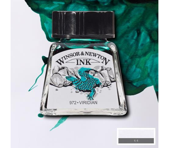 Winsor & Newton Drawing Ink Çizim ve Çini Mürekkebi 14 ml 692 Viridian