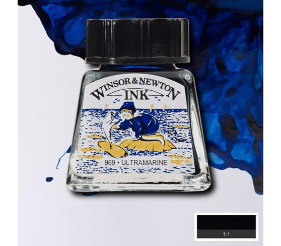 Winsor & Newton Drawing Ink Çizim ve Çini Mürekkebi 14 ml 660 Ultramarine
